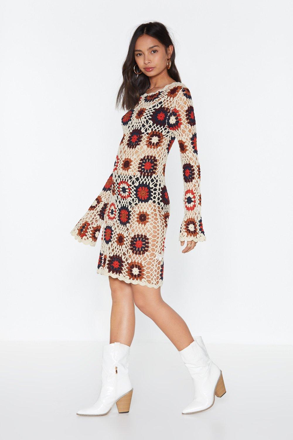 No Way Crochet Patterned Mini Dress ...